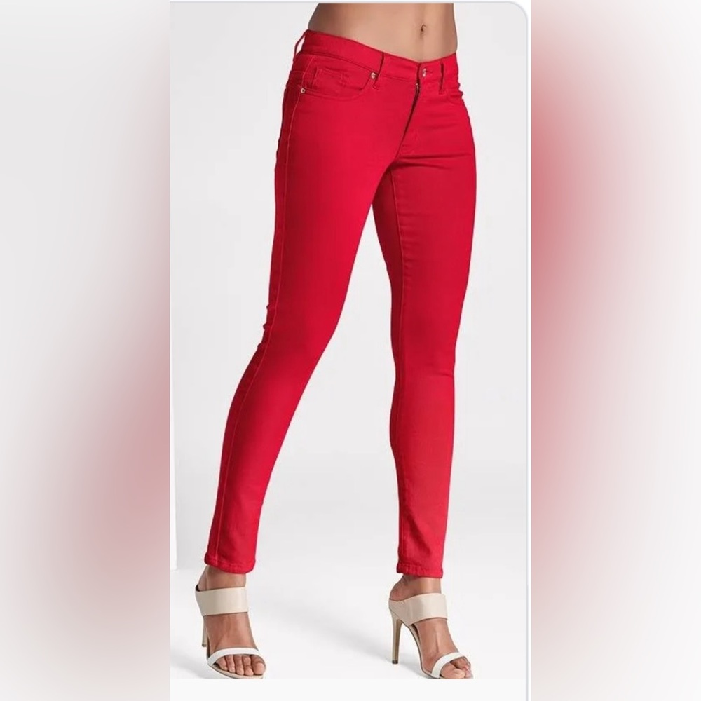 Red Skinny Leg Casual Pants
